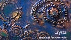  Presentation with mechanical - Presentation theme consisting of steampunk background mechanical cogs wheels background and a ocean colored foreground