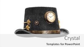  Presentation with cylinder - Slide set consisting of steampunk-cylinder-hat-on-white background and a white colored foreground