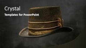  Presentation with cylinder - Presentation design with steampunk-cylinder-hat background and a tawny brown colored foreground