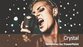  Presentation with singer - Theme consisting of steampunk girl singer with microphone background and a tawny brown colored foreground