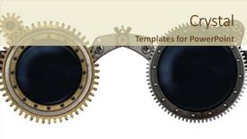  Presentation with steampunk - Colorful PPT theme enhanced with steampunk glasses metal collage isolated backdrop and a soft green colored foreground