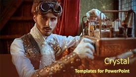  Presentation with steampunk - Slides consisting of steampunk-inventions-portrait background and a tawny brown colored foreground