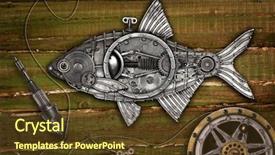  Presentation with steampunk - Cool new PPT theme with steampunk style fish bream mechanical backdrop and a  colored foreground