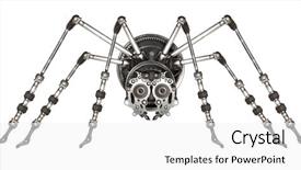  Presentation with spider - PPT theme consisting of steampunk style futuristic spider mechanical background and a white colored foreground