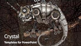  Presentation with steampunk - Audience pleasing slides consisting of steampunk style lizard mechanical animal backdrop and a tawny brown colored foreground