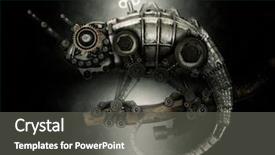  Presentation with steampunk - Presentation theme enhanced with steampunk style lizard mechanical animal background and a dark gray colored foreground