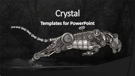  Presentation with steampunk - PPT layouts consisting of steampunk style panther mechanical animal background and a dark gray colored foreground
