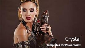  Presentation with steampunk - Presentation theme having steampunk woman over gunge background fantasy fashion for cover background and a wine colored foreground