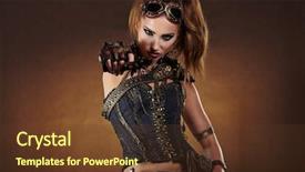  Presentation with steampunk - Slides consisting of steampunk woman over gunge background fantasy fashion for cover background and a tawny brown colored foreground
