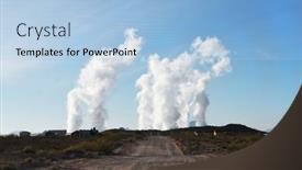  Presentation with nuclear - Slide set featuring steams-clouds-rising background and a light blue colored foreground