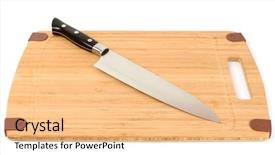  Presentation with vegetable cutting board - Colorful theme enhanced with welding stainless steel - chef's knife on a cutting backdrop and a  colored foreground