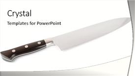  Presentation with chef - Colorful presentation theme enhanced with welding stainless steel - chef's knife isolated on white backdrop and a  colored foreground