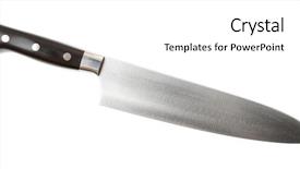  Presentation with welding - Beautiful PPT theme featuring welding stainless steel - chef's knife isolated on white backdrop and a  colored foreground
