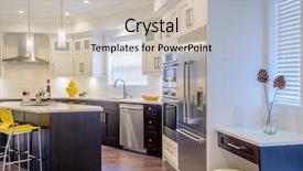  Presentation with clean house - Presentation theme featuring steel appliances in a luxury background and a soft green colored foreground