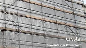  Presentation with steel bars - PPT theme having steel bars - building covered in scaffolding background and a gray colored foreground