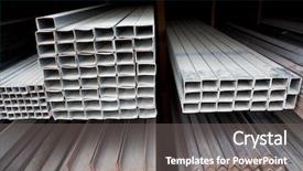  Presentation with steel bars - Presentation theme consisting of steel bars - metal pipe stack on shelf background and a gray colored foreground