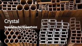  Presentation with pipes - Presentation consisting of steel bars - series of different sizes metal background and a wine colored foreground