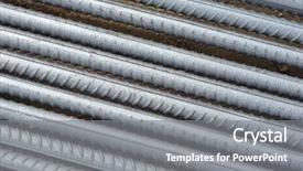  Presentation with steel bars - Colorful PPT theme enhanced with steel bars close- up background backdrop and a gray colored foreground
