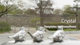  Presentation with osaka - Slide set having steel-bird-statues background and a violet colored foreground