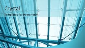  Presentation with glass ceiling - PPT theme having steel blue glass airport background and a arctic colored foreground