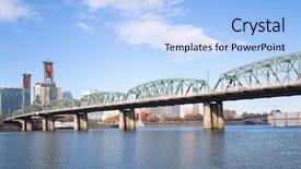 Presentation with steel bridge - Audience pleasing presentation consisting of steel bridge over water with cityscape and skyline in portland backdrop and a light blue colored foreground
