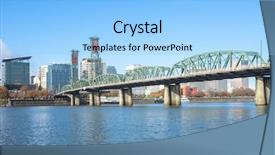  Presentation with steel bridge - Cool new PPT theme with steel bridge over water with cityscape and skyline of portland backdrop and a light blue colored foreground