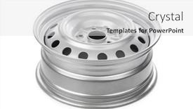  Presentation with steel - PPT theme having steel-car-rim-isolated background and a light gray colored foreground