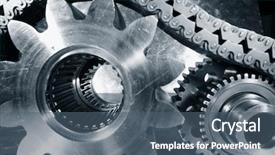  Presentation with titanium - Colorful slide deck enhanced with steel cogwheels and gears backdrop and a ocean colored foreground