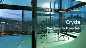  Presentation with interior design - Presentation theme with steel column - architecture of de angelis mazza background and a ocean colored foreground