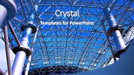  Presentation with glass - Amazing presentation theme having steel column - business glass corridor in tube backdrop and a ocean colored foreground