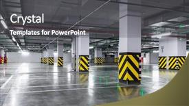  Presentation with empty - PPT layouts having steel column - empty underground parking garage background and a dark gray colored foreground