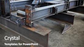  Presentation with steel plant - PPT theme featuring steel construction - new welded metal beams background and a dark gray colored foreground