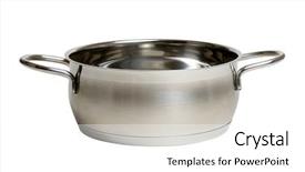  Presentation with steel - Theme having steel cooking pot isolated on white background and a white colored foreground
