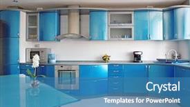  Presentation with kitchen design - Audience pleasing slides consisting of steel design - blue kitchen backdrop and a teal colored foreground