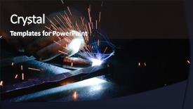  Presentation with steel fabrication - PPT theme consisting of steel fabrication - blacksmith weldingon decorative handrail background and a dark gray colored foreground