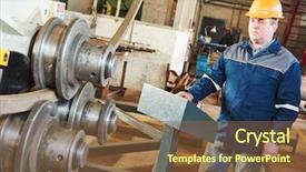 Presentation with steel tube - Audience pleasing PPT theme consisting of steel fabrication - industrial factory worker with tube backdrop and a tawny brown colored foreground