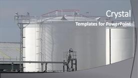  Presentation with fuel storage - Colorful PPT layouts enhanced with steel fabrication - industrial fuel storage tanks backdrop and a gray colored foreground