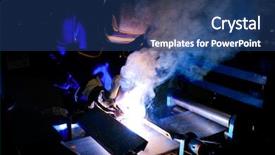  Presentation with steel fabrication - Theme enhanced with steel fabrication - welder working in factory background and a  colored foreground