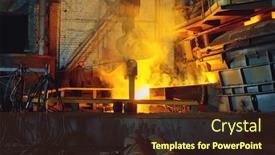  Presentation with steel mill - Colorful presentation theme enhanced with steel-factory-metallurgical-or-metalworking backdrop and a tawny brown colored foreground