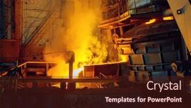  Presentation with steel mill - Slide deck featuring steel-factory-metallurgical-or-metalworking background and a tawny brown colored foreground