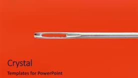  Presentation with needle - Colorful slides enhanced with steel fiber - extreme close up shot backdrop and a red colored foreground