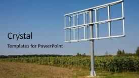  Presentation with steel construction - Presentation enhanced with steel frame - billboard construction on sunflowers field background and a light blue colored foreground