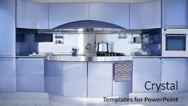  Presentation with kitchen design - Audience pleasing presentation theme consisting of steel frame - blue silver kitchen modern architecture backdrop and a light blue colored foreground