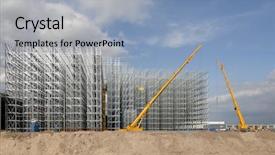  Presentation with steel construction - Presentation theme having steel frame - construction site background and a light blue colored foreground