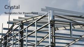  Presentation with steel structures - Beautiful presentation theme featuring steel framework backdrop and a light blue colored foreground
