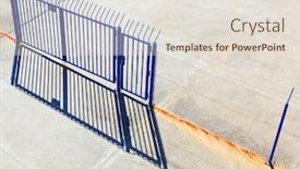  Presentation with security gate - Audience pleasing PPT theme consisting of steel-gate-in-barbed-wire backdrop and a lemonade colored foreground
