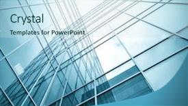  Presentation with high rise building - PPT theme featuring steel glass high rise building background and a sky blue colored foreground
