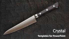  Presentation with stainless steel abstract - Beautiful slides featuring steel knife on black cutting backdrop and a dark gray colored foreground