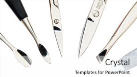  Presentation with manicure - PPT layouts with steel manicure tools isolated on white background background and a white colored foreground