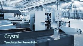  Presentation with quality control - Theme enhanced with quality control engines - new and powerful metalworking machine background and a ocean colored foreground